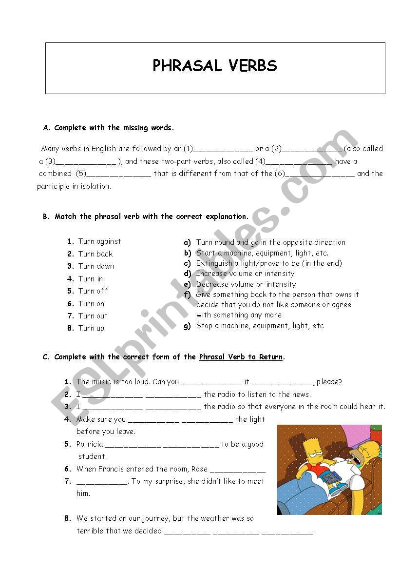 PHRASAL VERBS worksheet