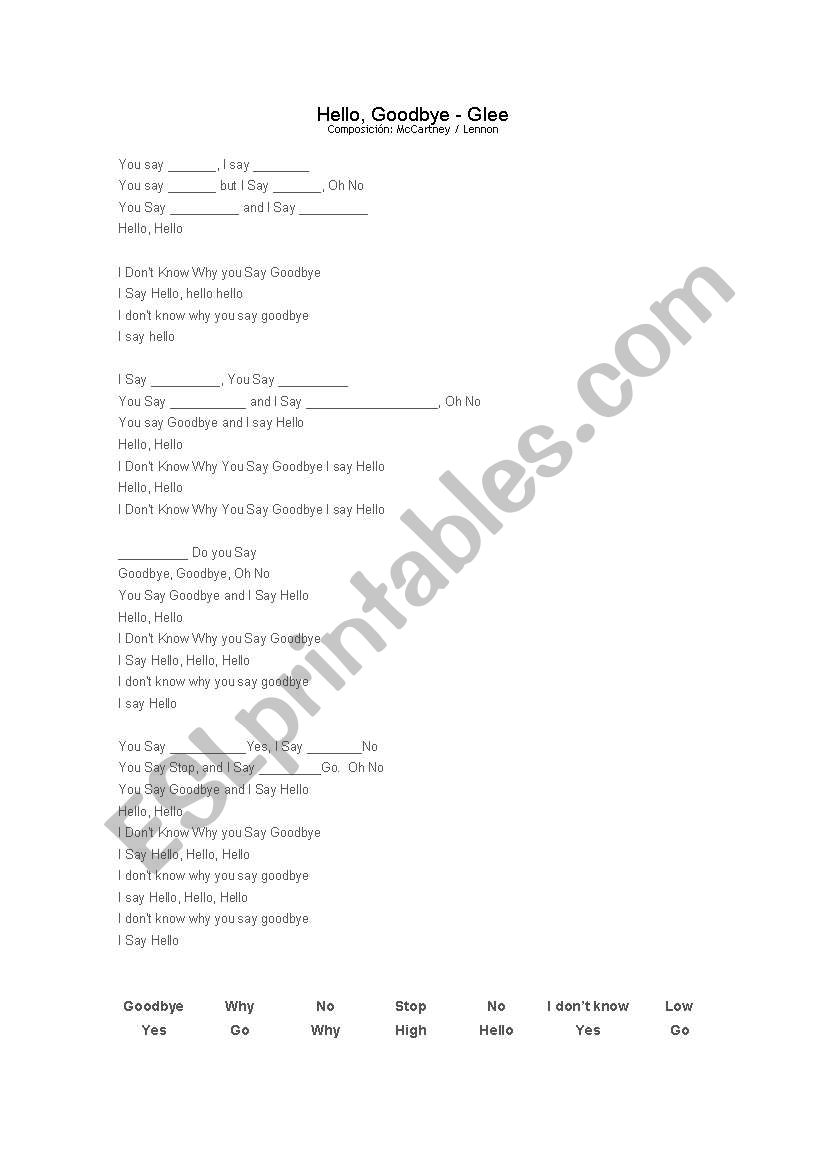 Hello worksheet