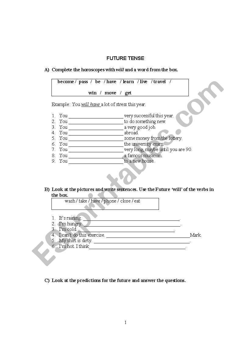 future tense worksheet