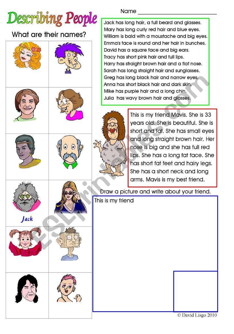 Describing People (physical appearances): colour and grayscale