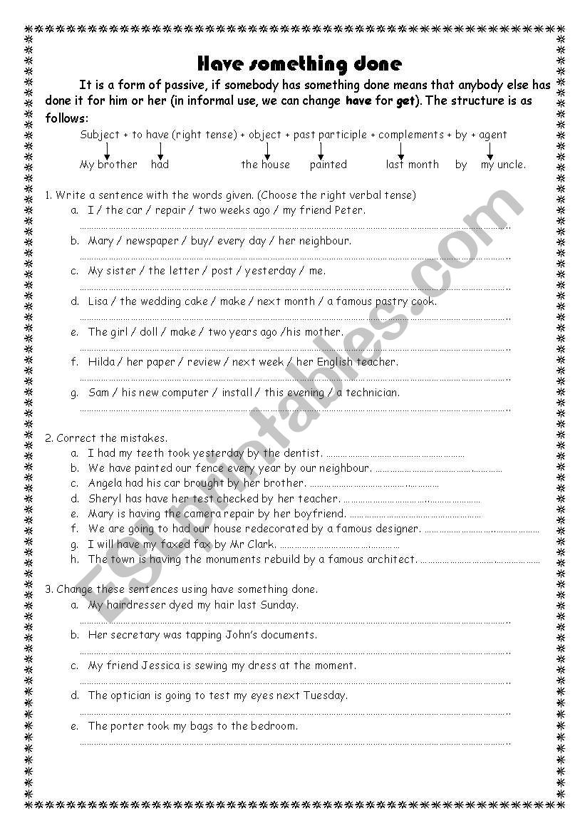 Have something done worksheet