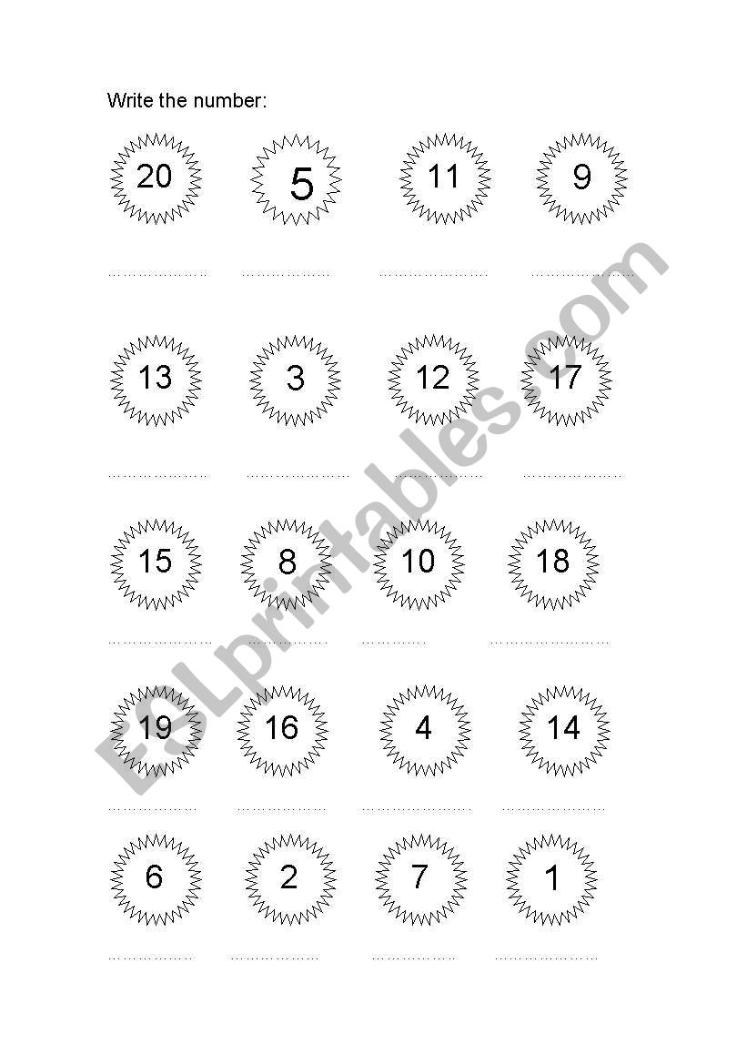 Write the number worksheet