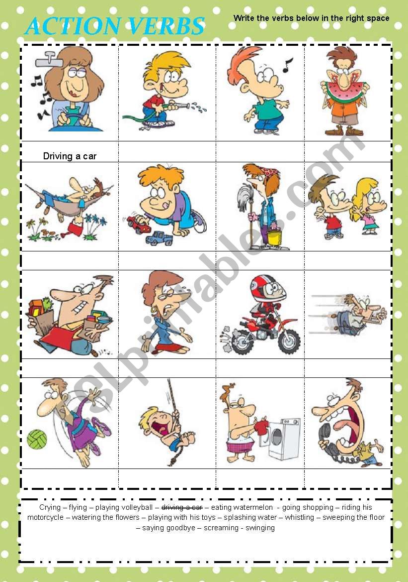 Actions Verbs worksheet