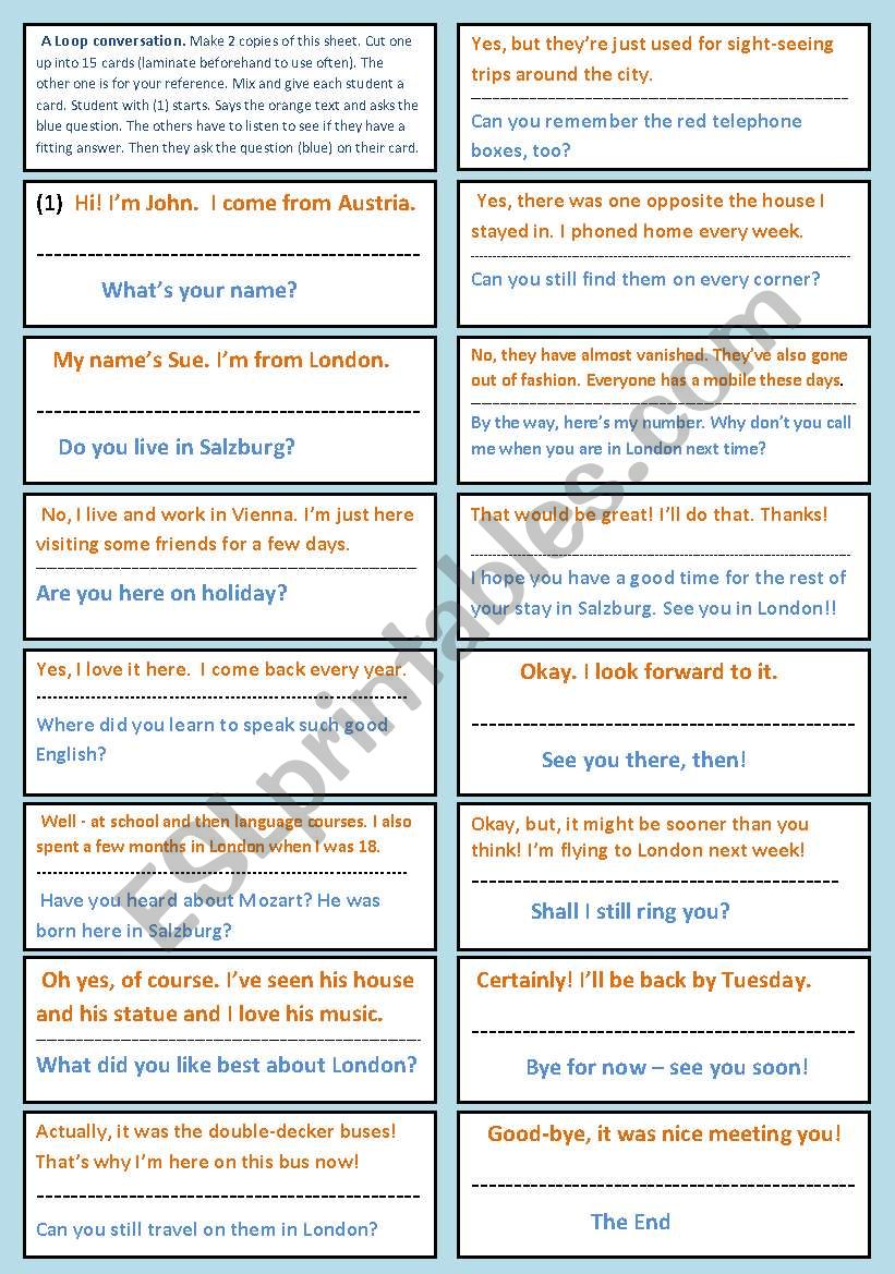 Loop Conversation (1) worksheet