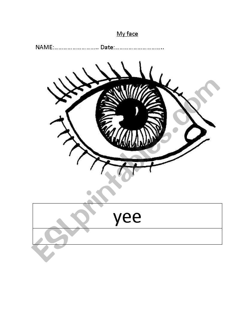 My face  worksheet