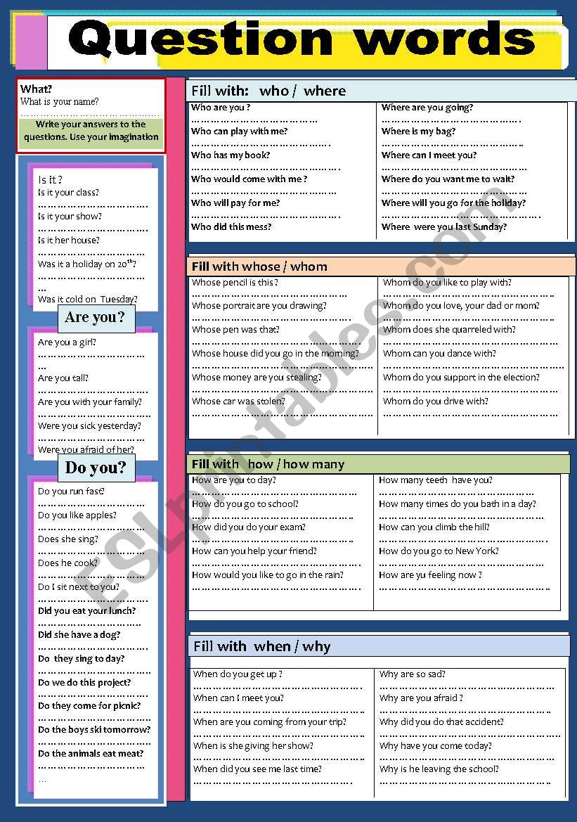 QUESTION WORDS worksheet