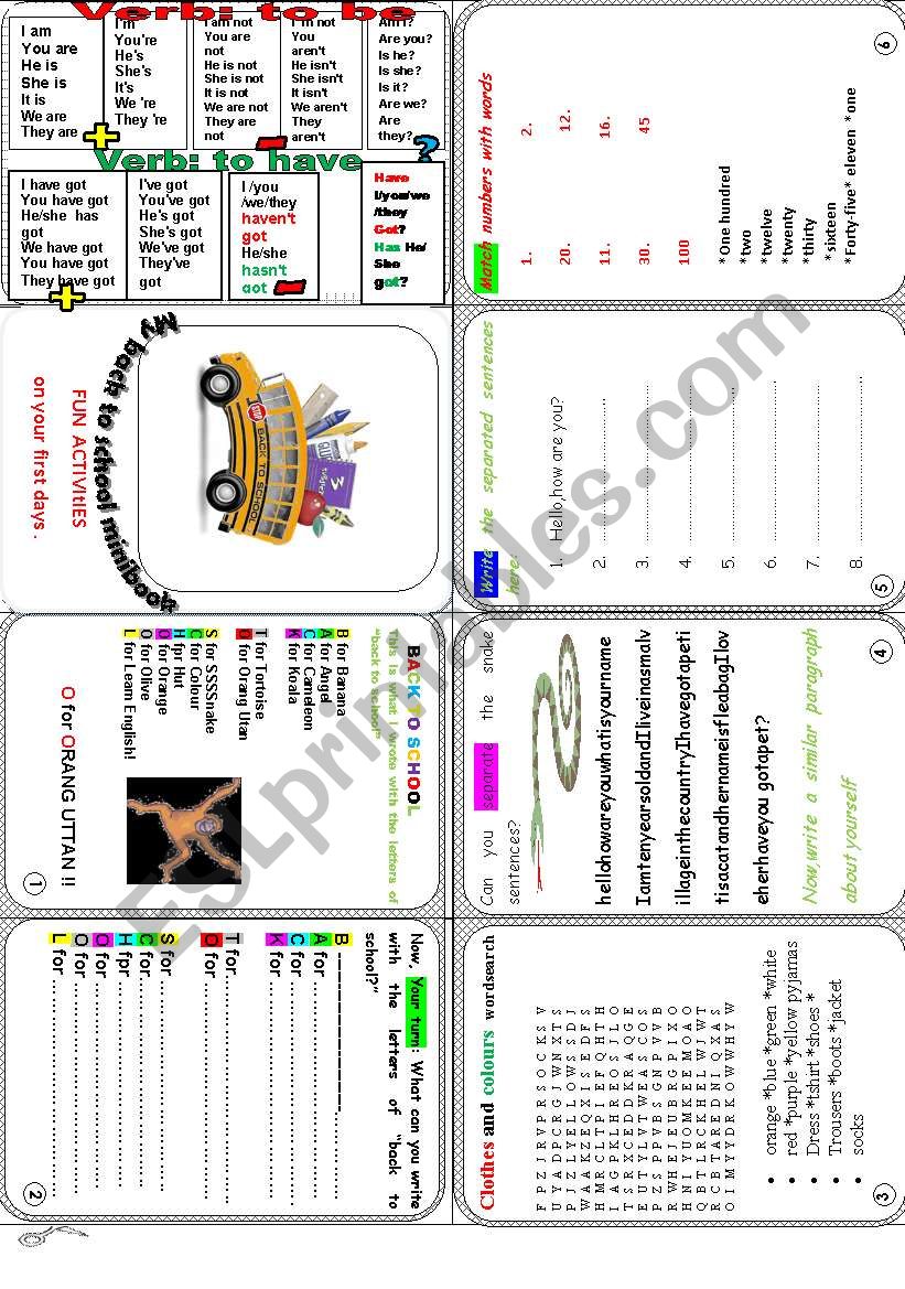 My back to school minibook 2 worksheet