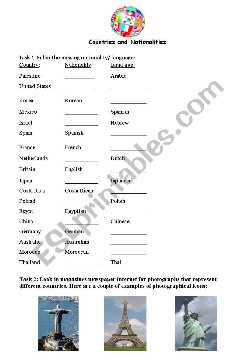 Countries/capitals/nationalities/;anguage- fully editable-2 pages