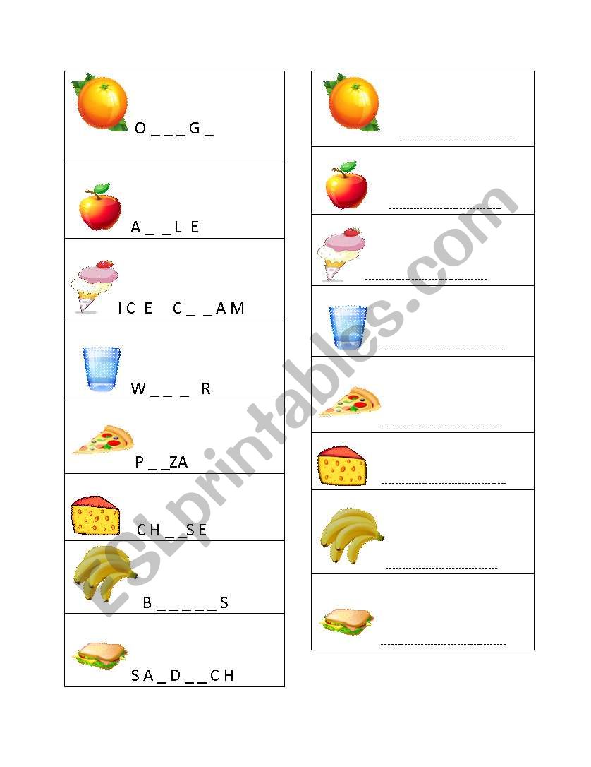 food  worksheet