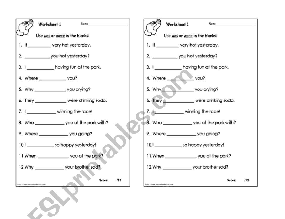 activities to be past tense worksheet