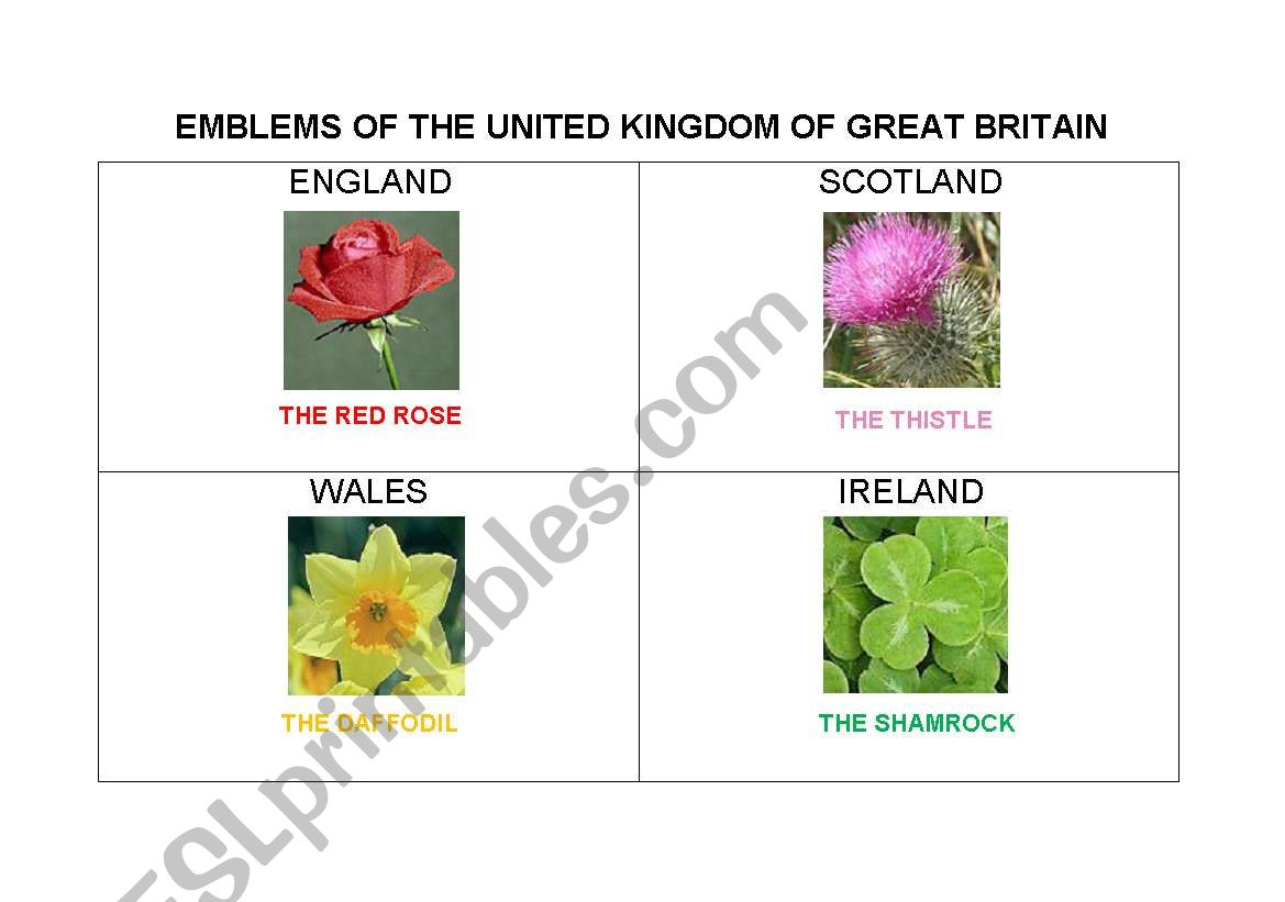 Emblems of the UK of GB worksheet