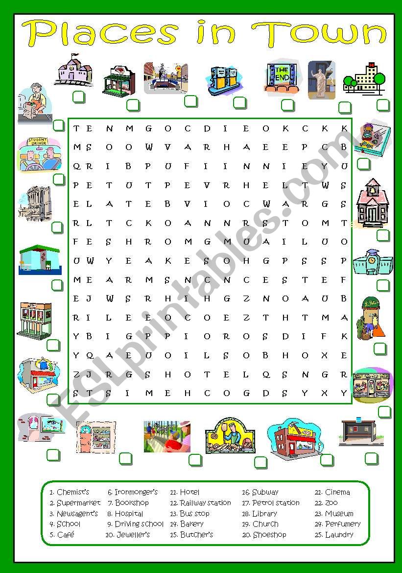 Places in town worksheet