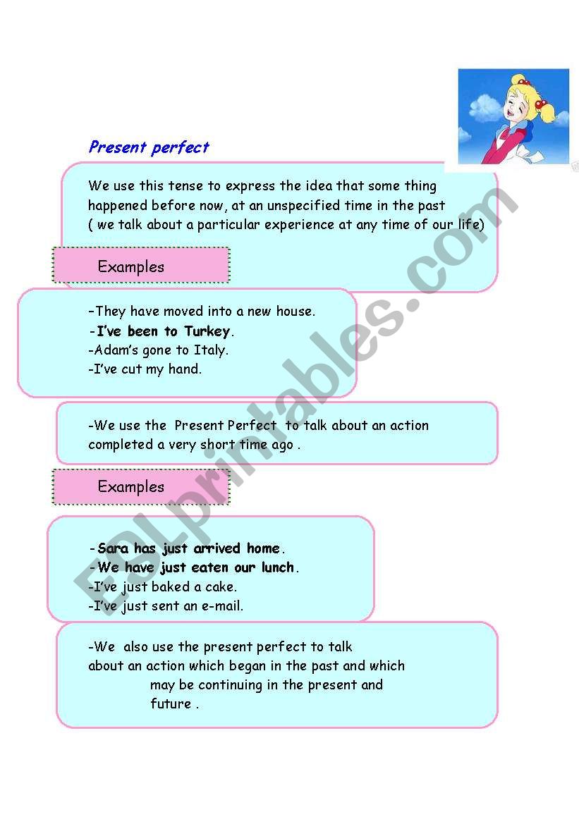 Present perfect worksheet