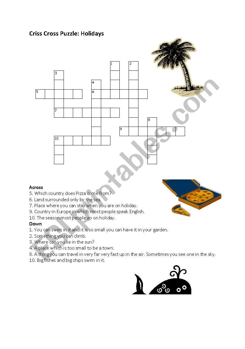 Crossword Puzzle Holidays worksheet