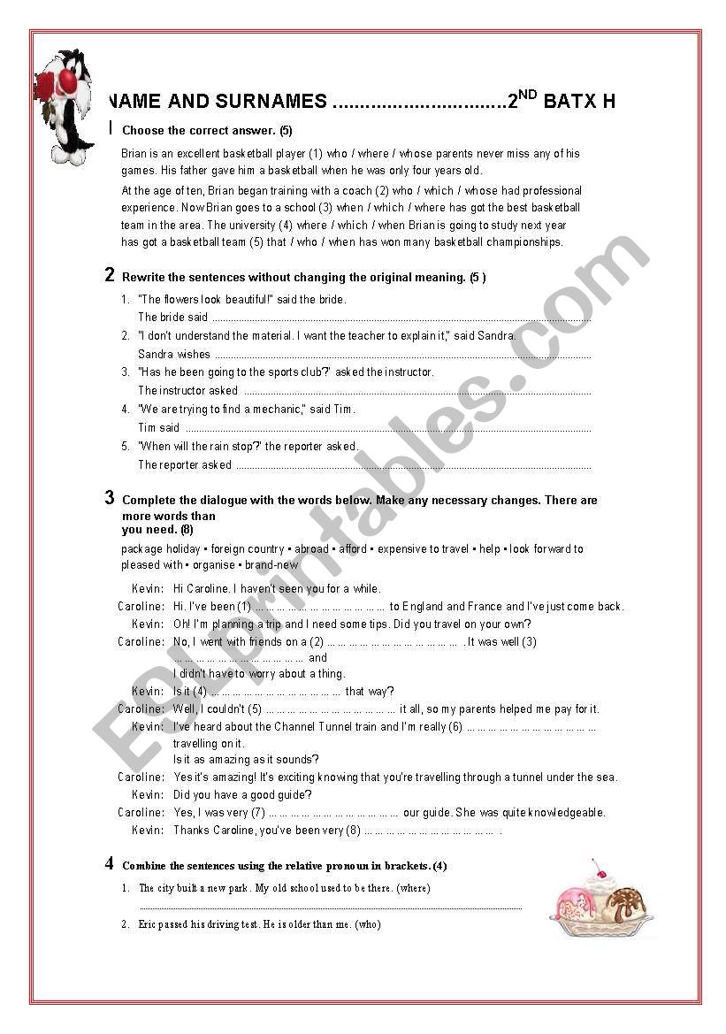 exam revision worksheet