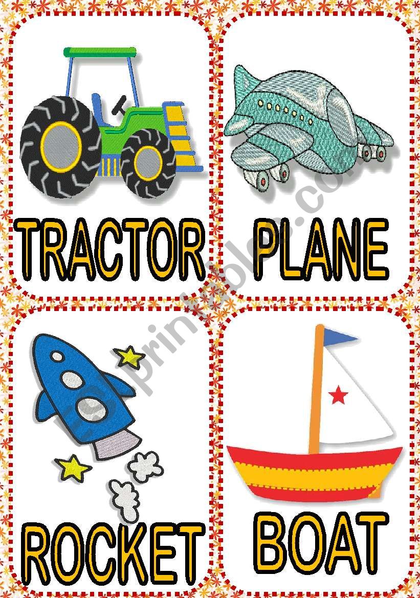 Transportation FLASH CARDS worksheet