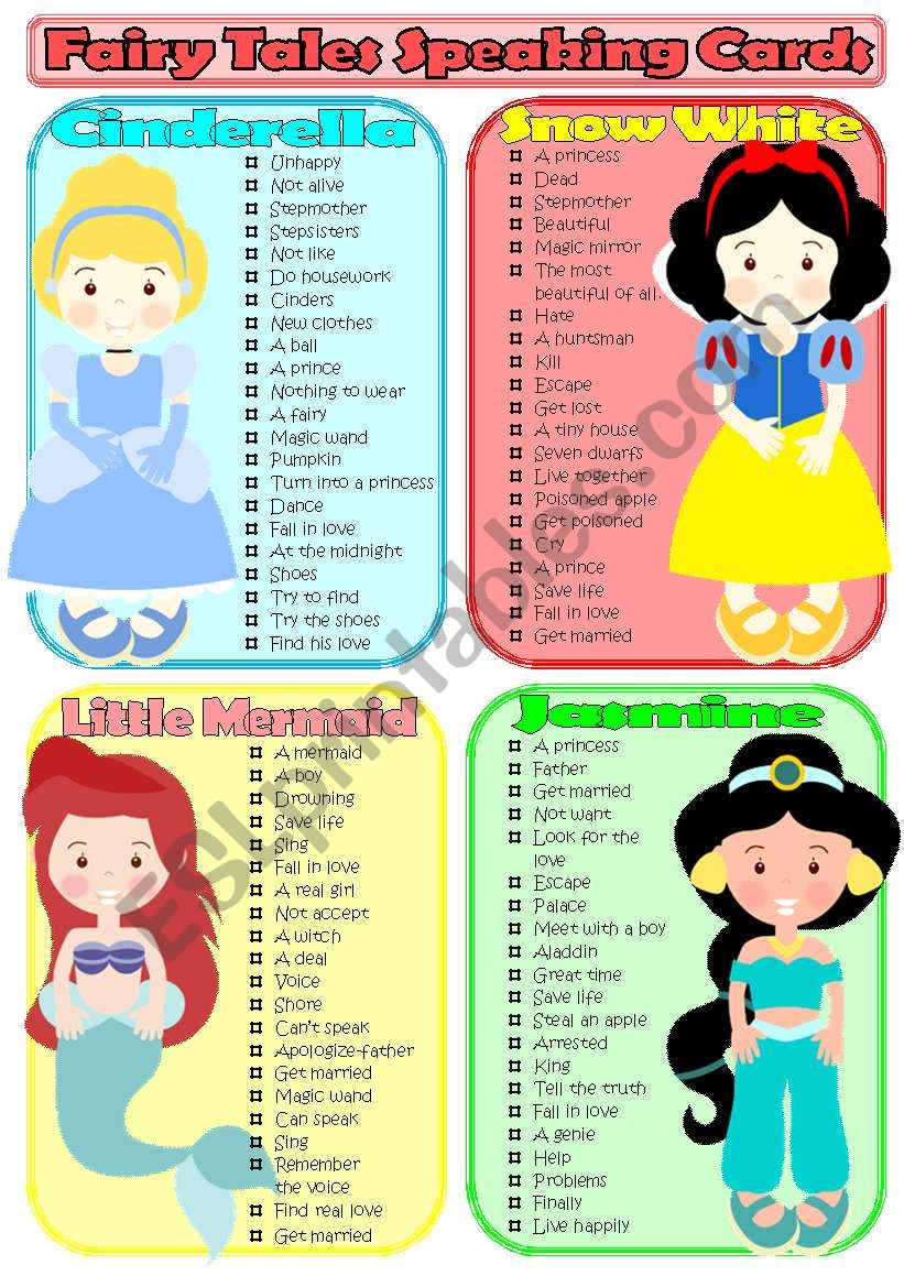 Fairy Tales Speaking Cards  worksheet