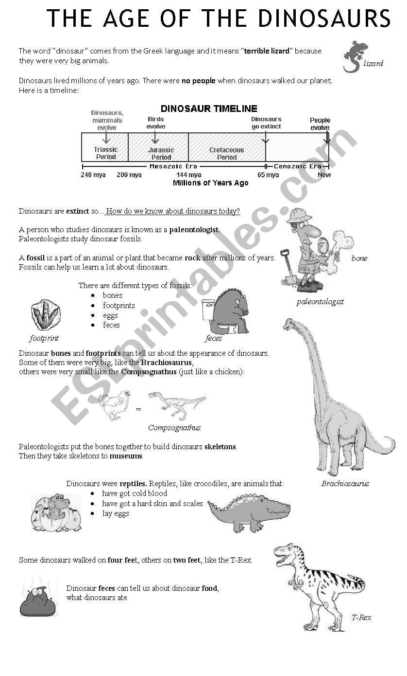The Age of the Dinosaurs worksheet