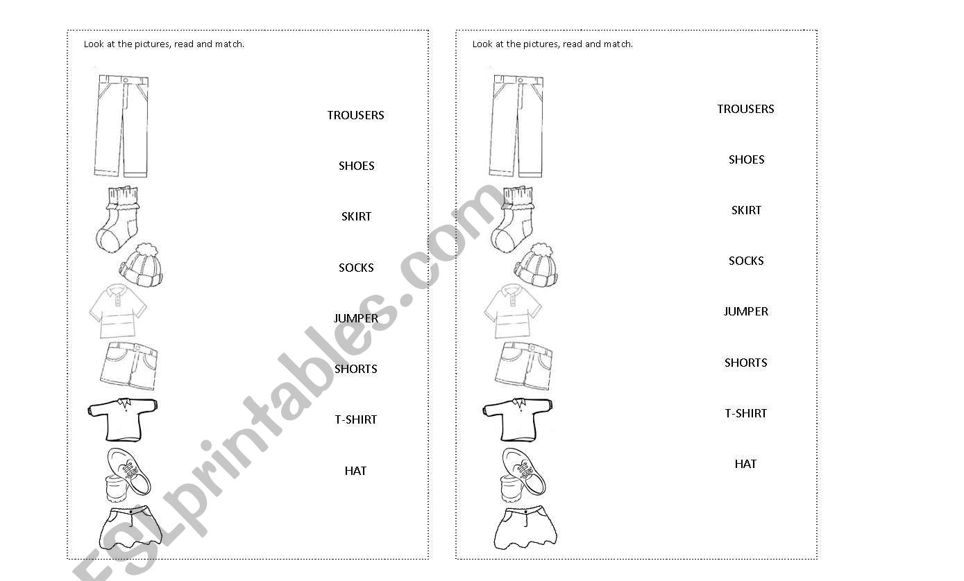 CLOTHES - Matching worksheet