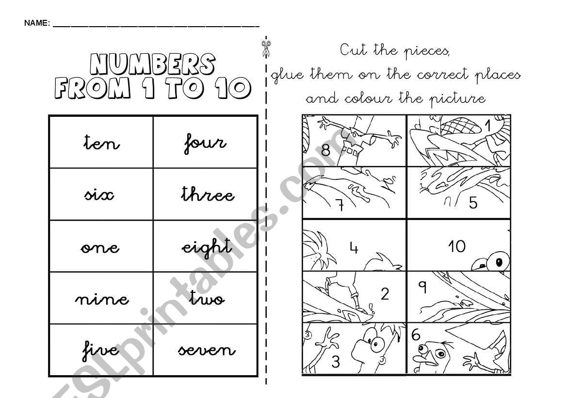 Numbers with Phineas and Ferb worksheet