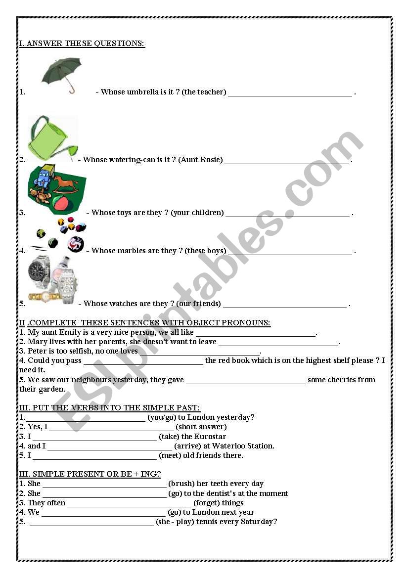 THE ESSENTIALS worksheet