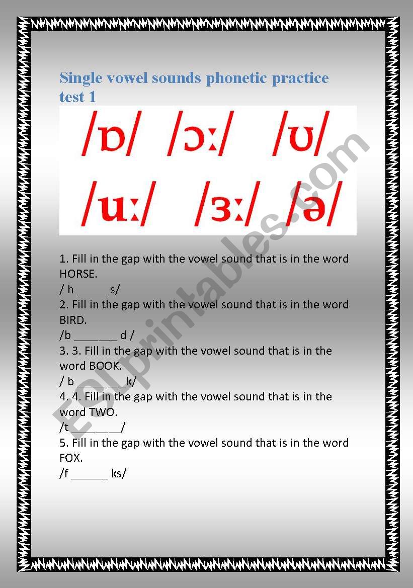 Phonetics test 1 worksheet