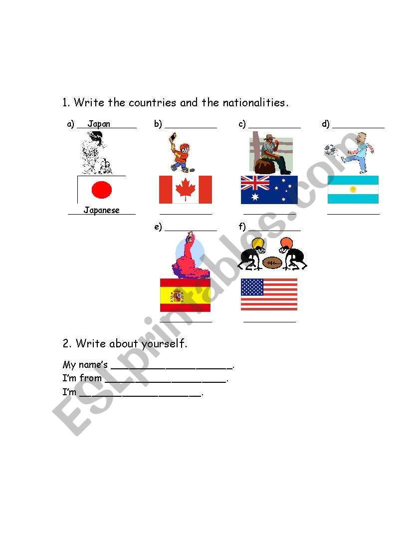 countries worksheet