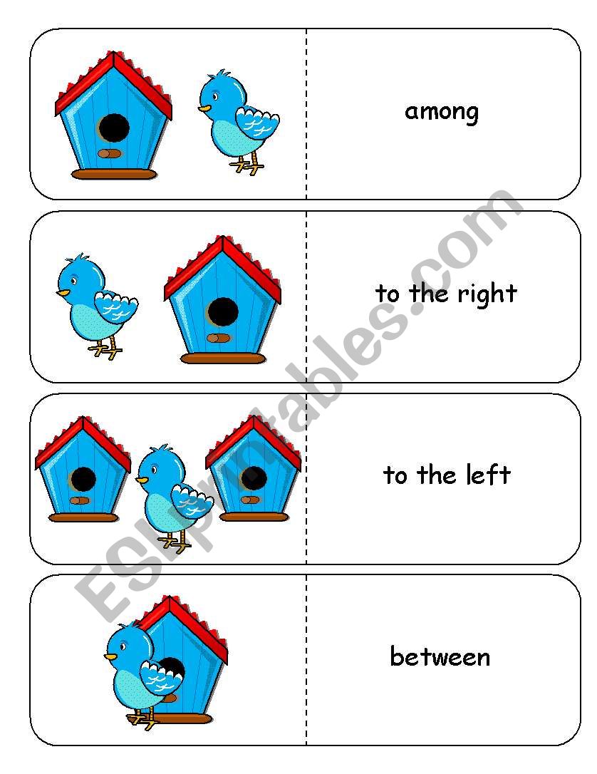 Where is the Blue Bird Preposition Dominoes and Memory Cards Part 1 of 3