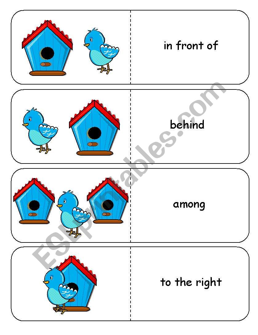 Where is the Blue Bird Preposition Dominoes and Memory Cards Part 2 of 3