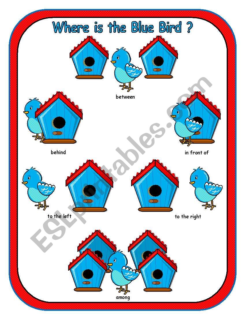 Where is the Blue Bird Preposition Dominoes and Memory Cards Part 3 of 3
