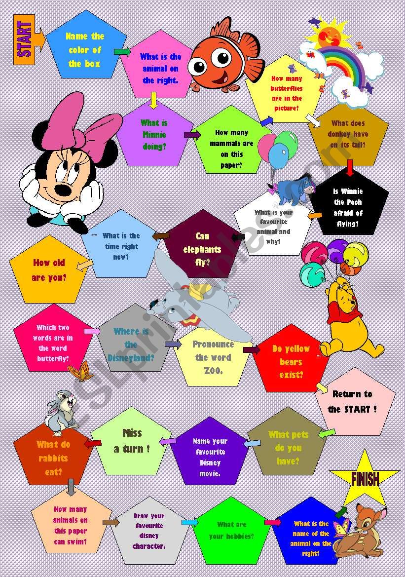 Disney boardgame worksheet