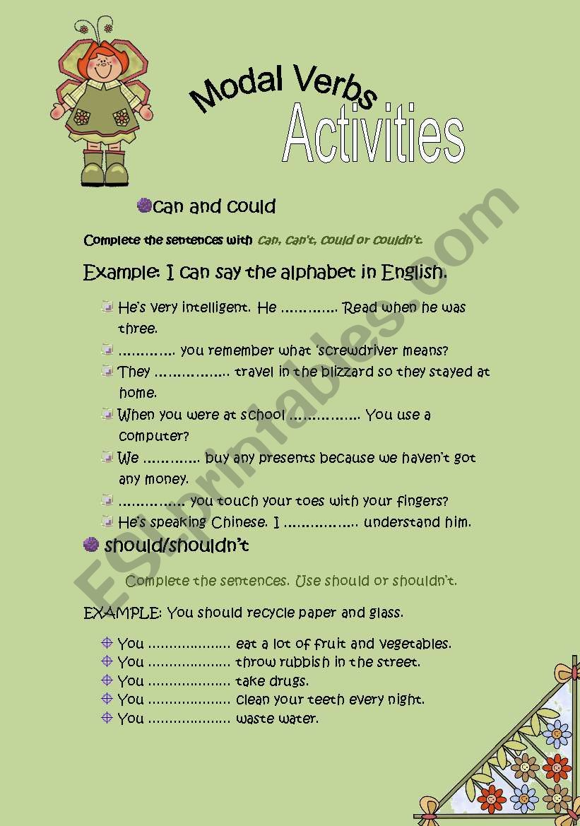 Modal Verbs worksheet