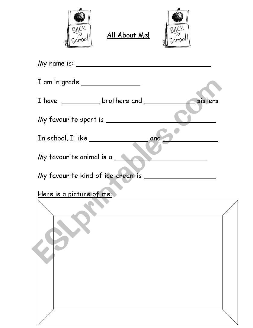 All about ME worksheet