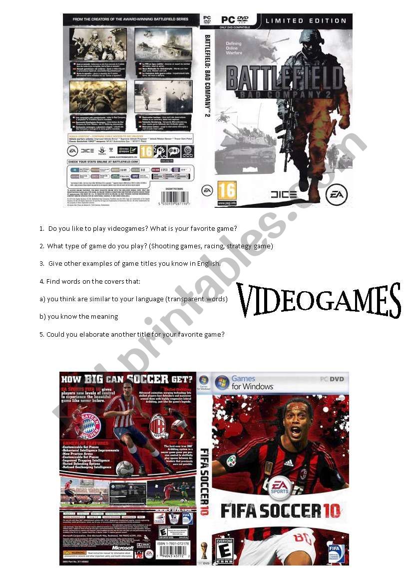 Do you like videogames? worksheet