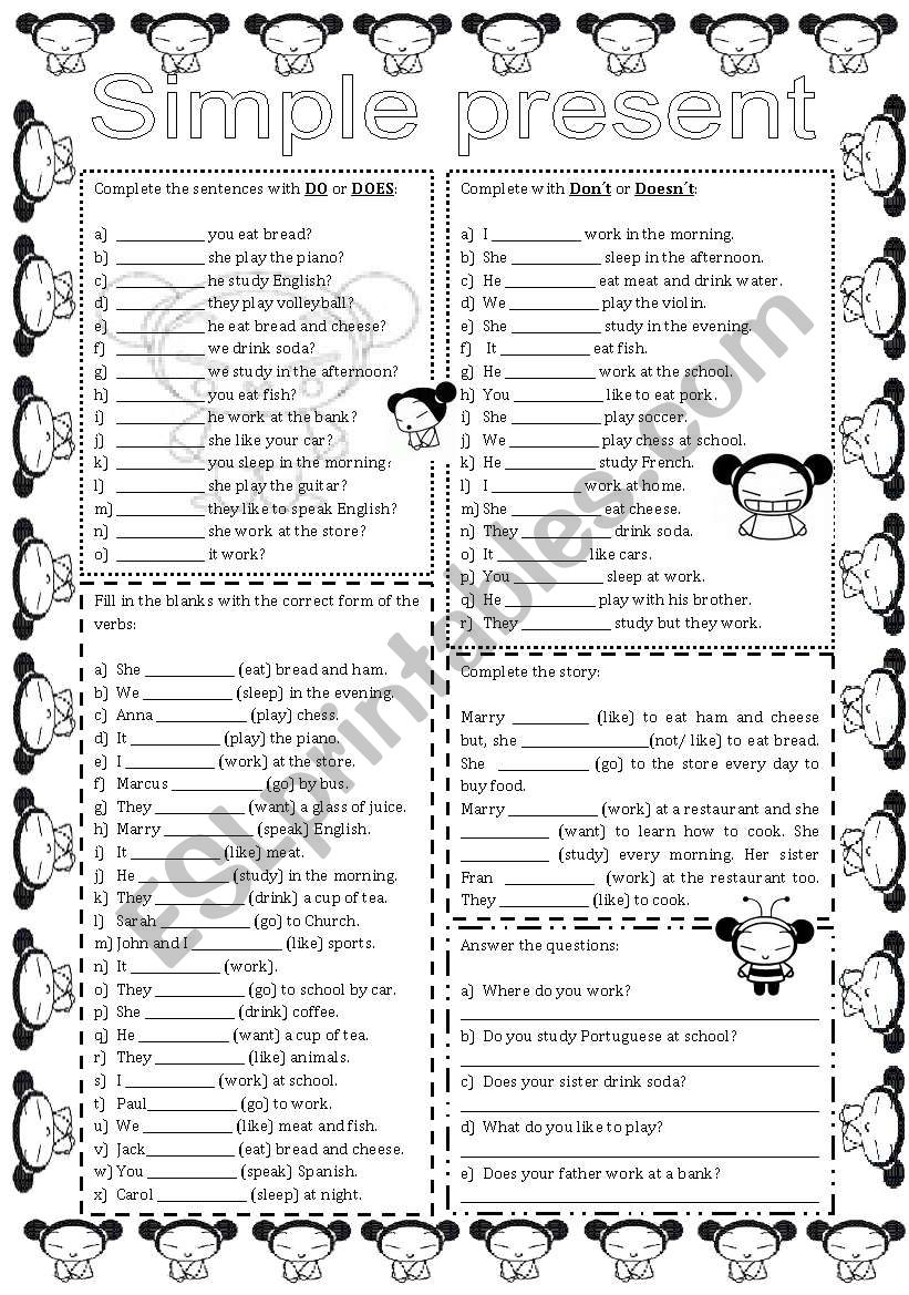 Simple Present exercises - ESL worksheet by gisabjunkes