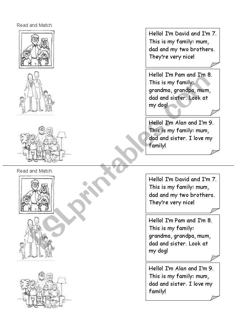 FAMILIES worksheet
