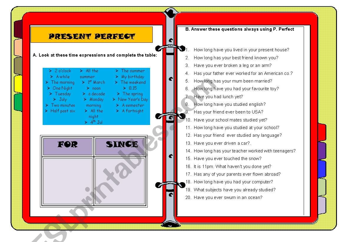 Present Perfect worksheet