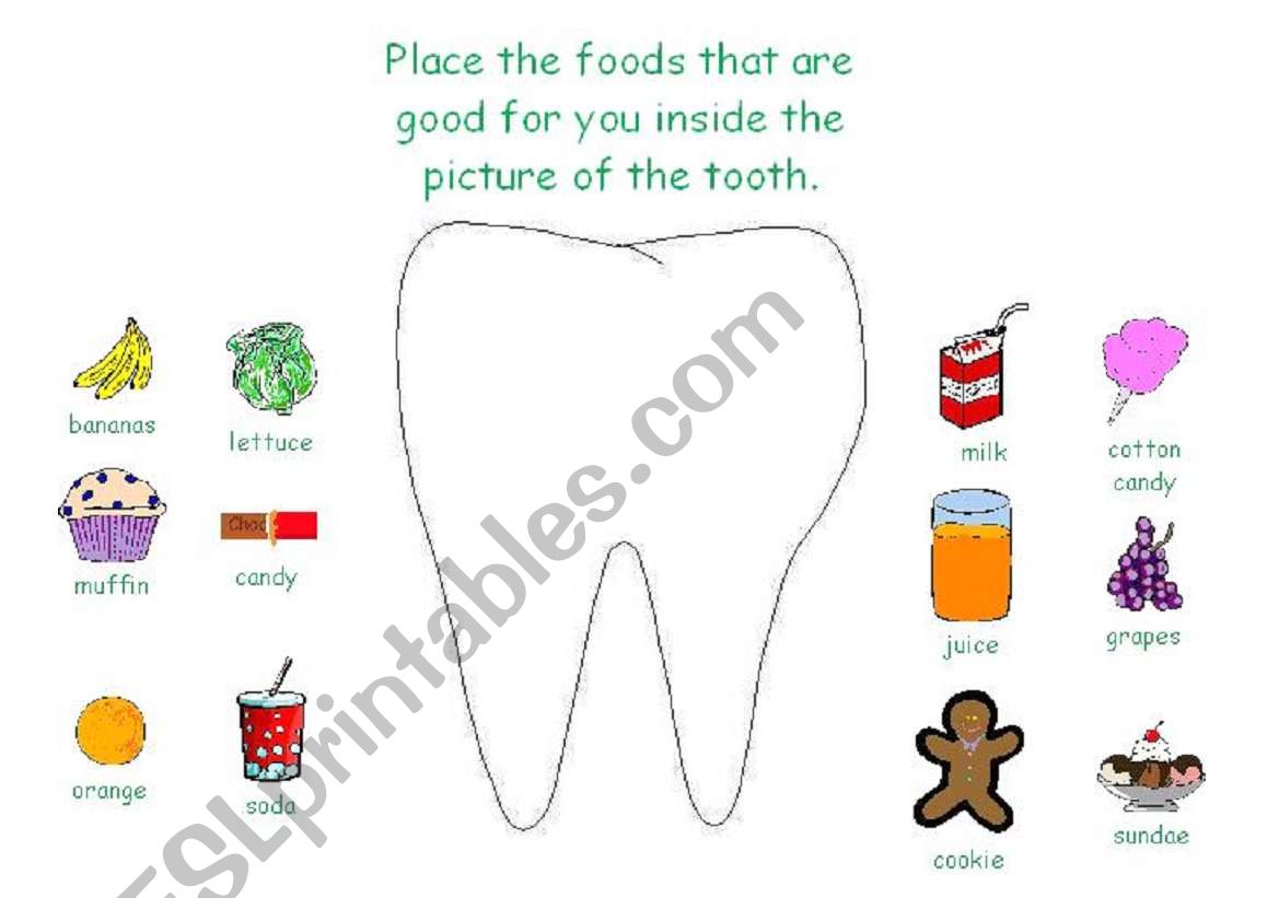 Dental health activity - with B&W page and answer sheet