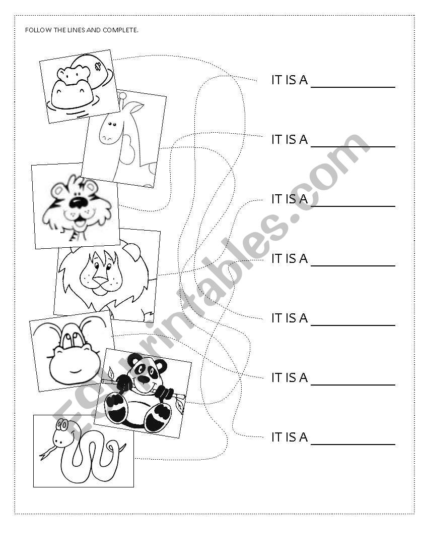 Zoo Animals (matching) worksheet