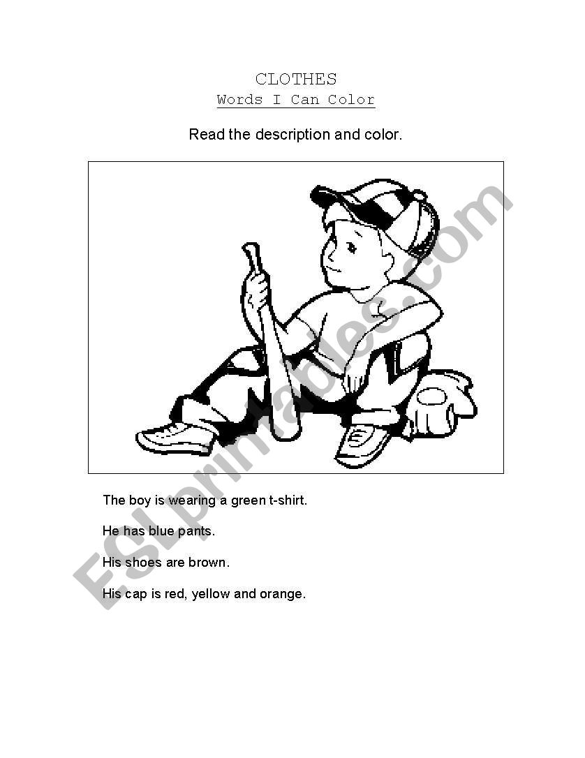 Clothes: Words I Can Color worksheet