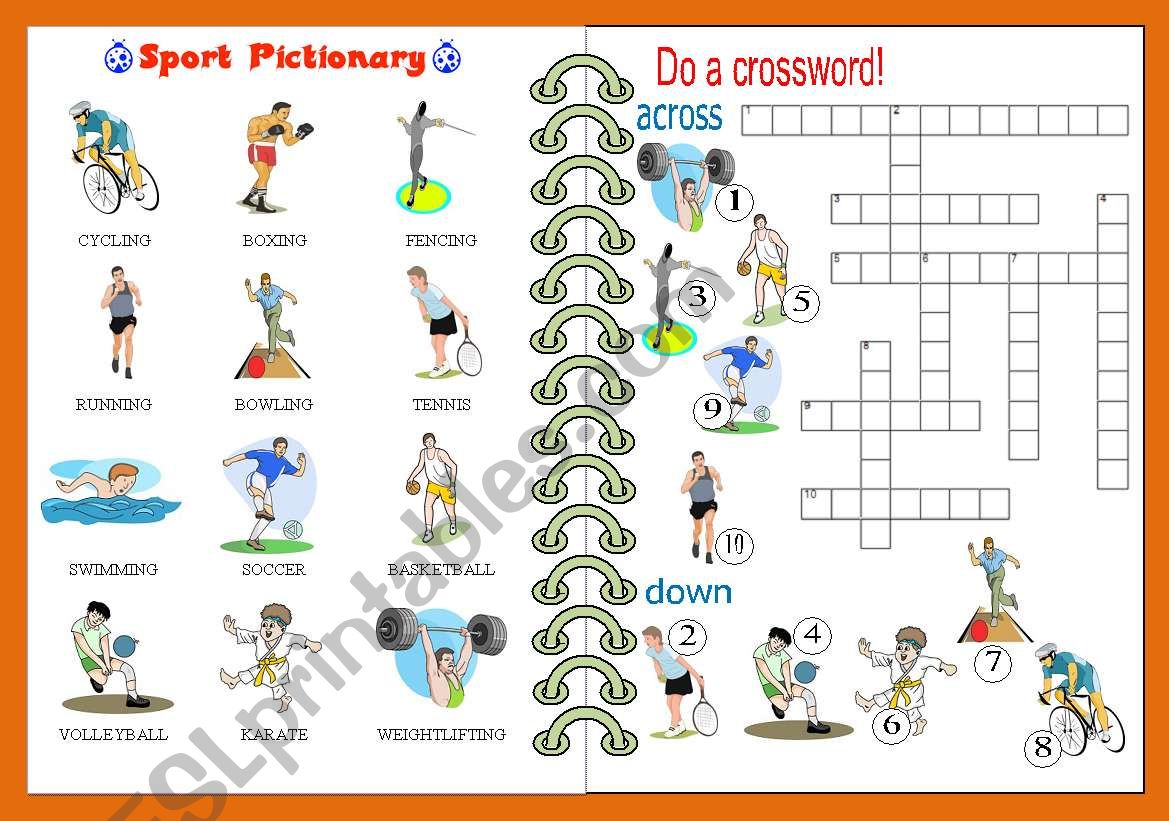 Sport Pictionary and Crossword