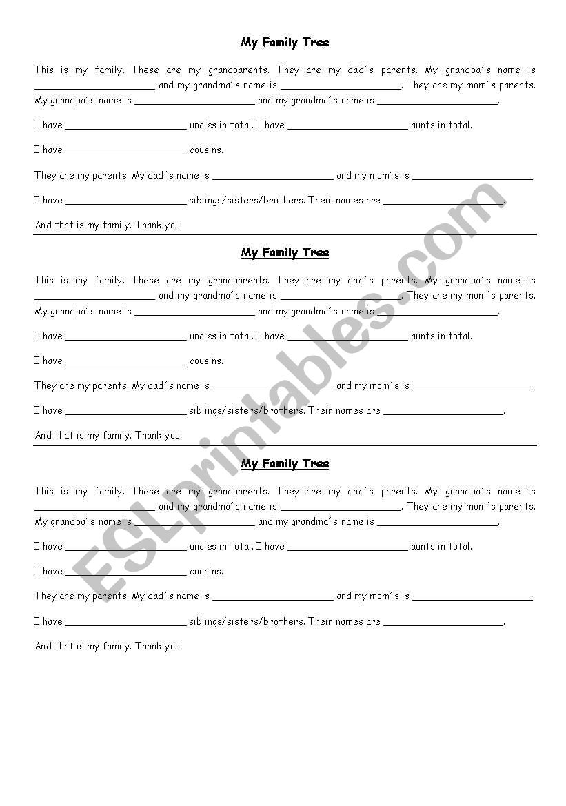 My family tree worksheet