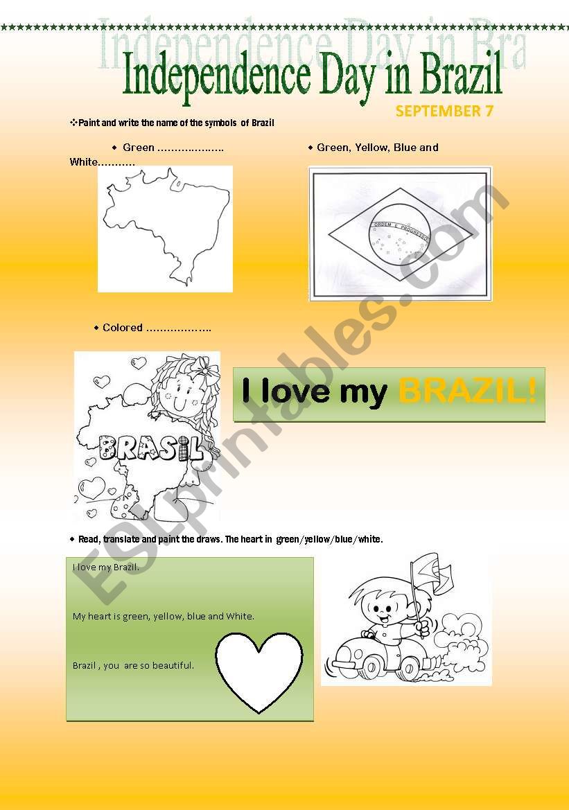 Independence Day in Brazil worksheet