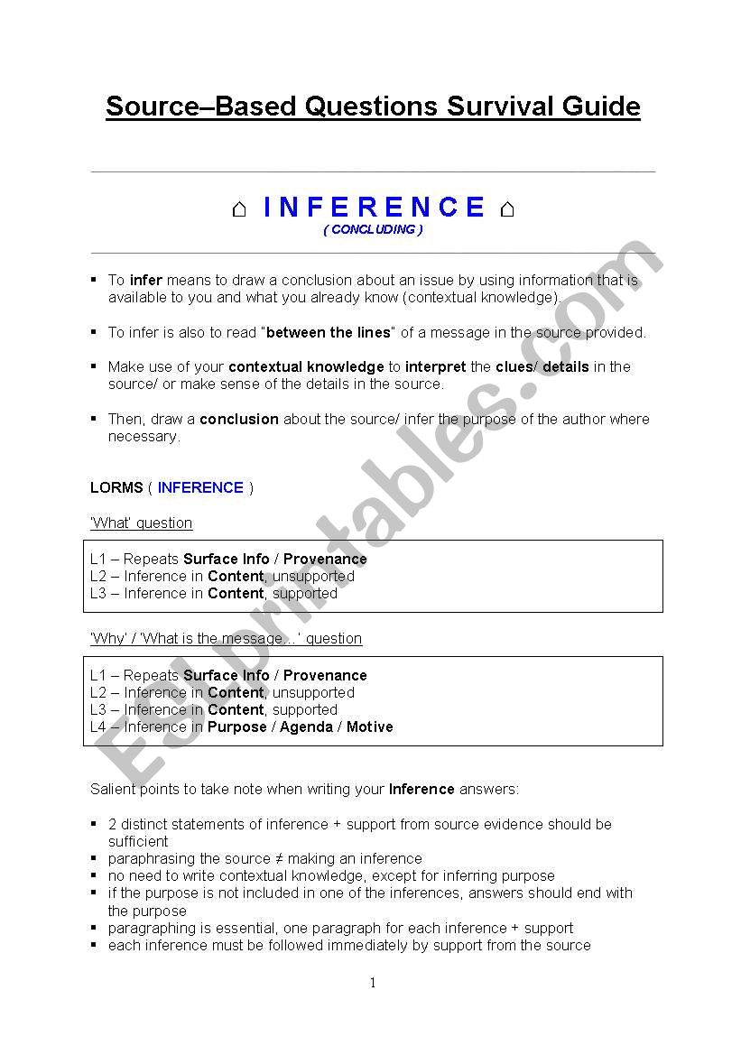 SS SBQ SURVIVAL GUIDE  worksheet