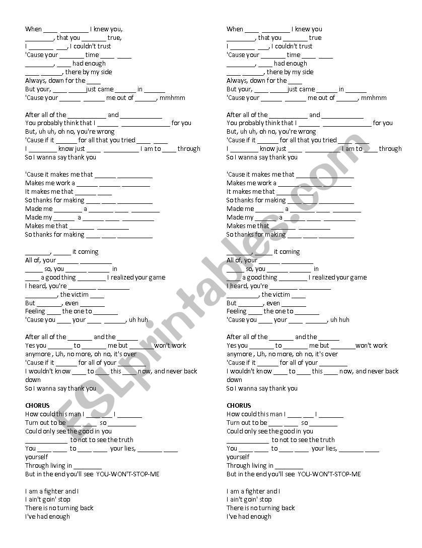 Fighter worksheet