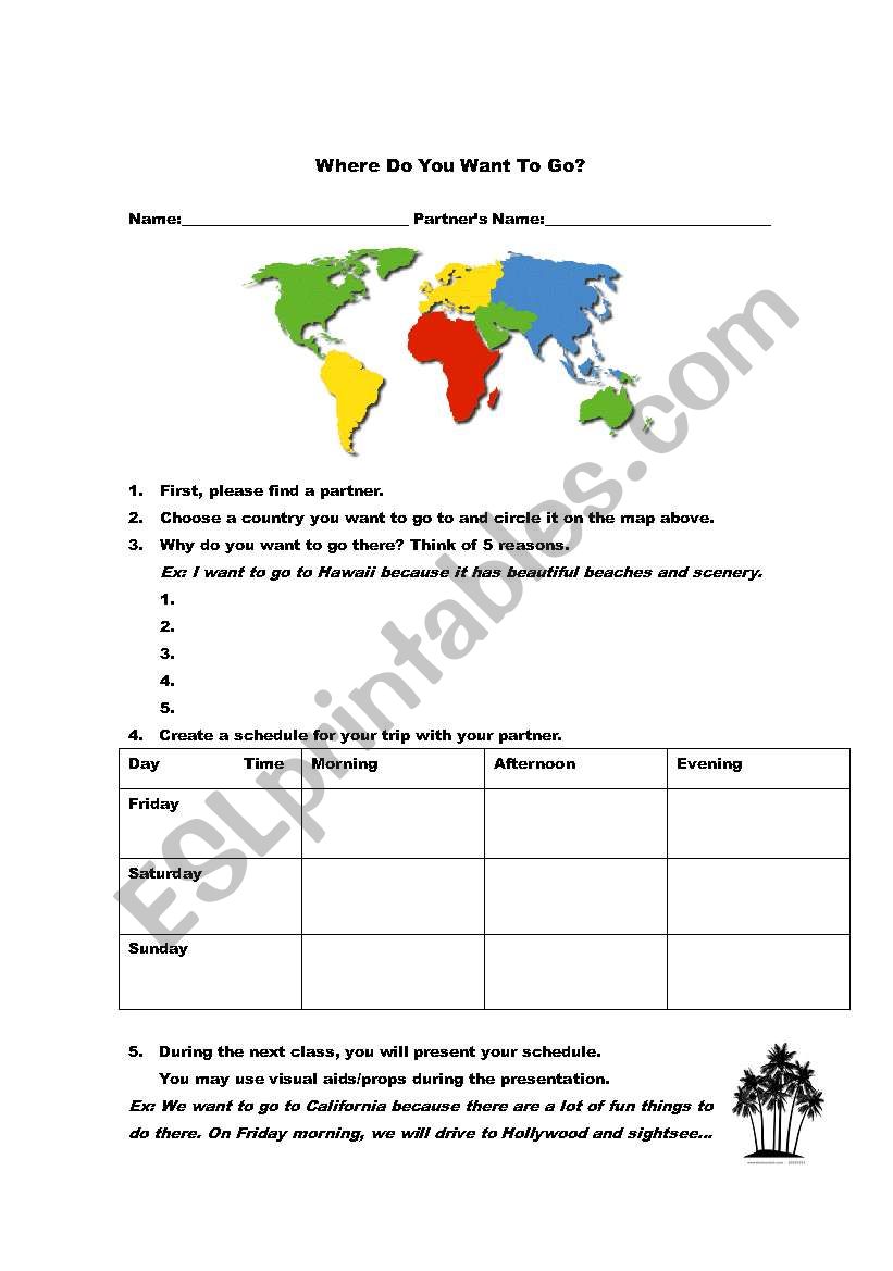 Where Do You Want To Go? worksheet