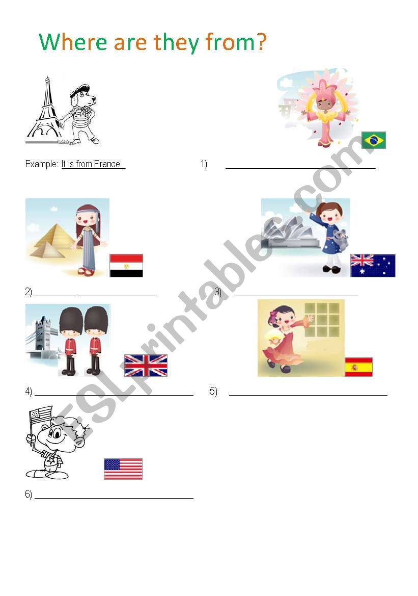 Countries worksheet