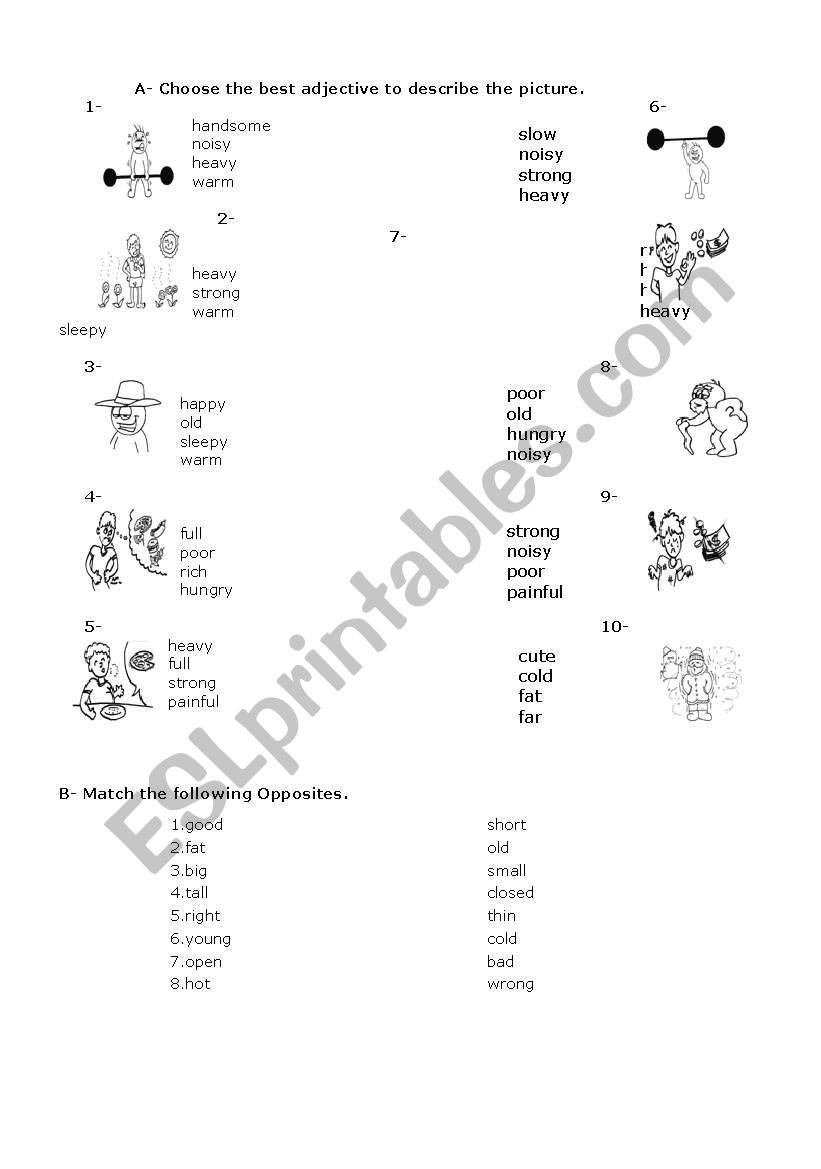 Adjectives worksheet