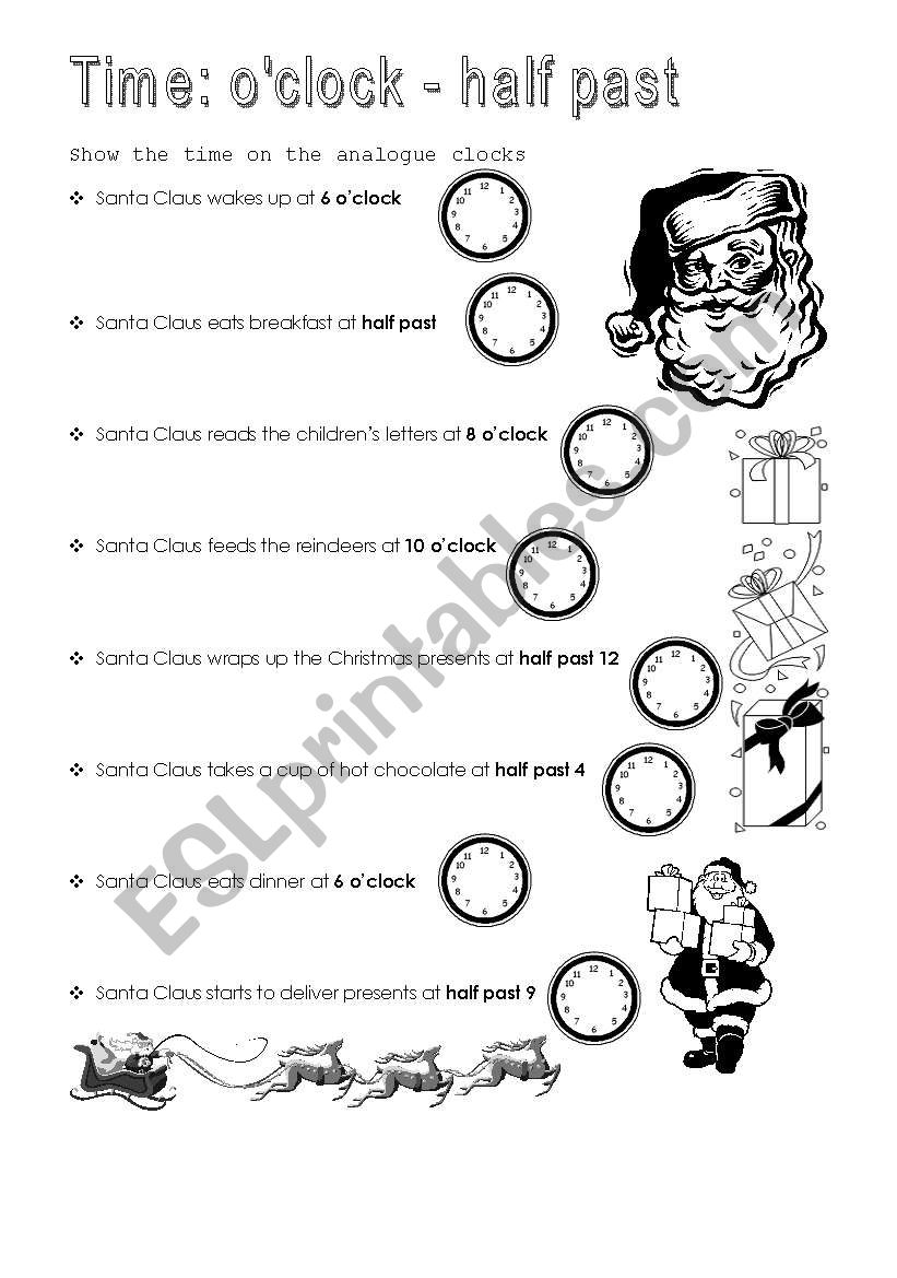 Time: Oclock - Half past worksheet