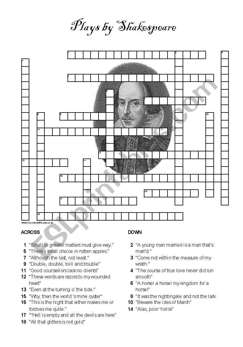 Plays by Shakespeare - Crossword Puzzle